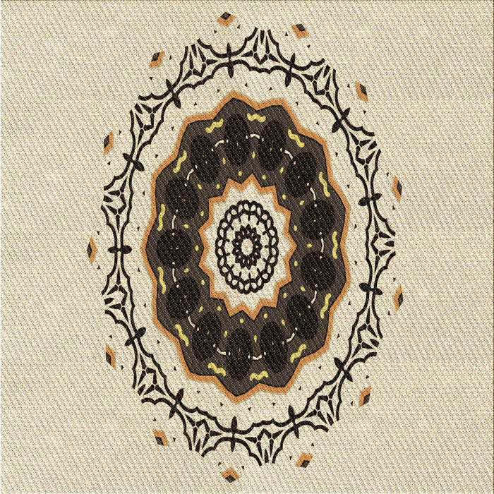 Round Patterned Wheat Beige Rug, pat1969brn