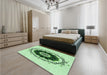 Patterned Mint Green Rug in a Bedroom, pat1969grn