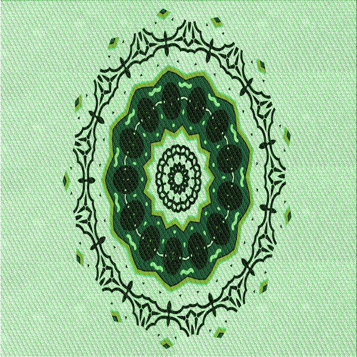 Round Machine Washable Transitional Mint Green Rug, wshpat1969grn