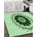 Machine Washable Transitional Mint Green Rug in a Family Room, wshpat1969grn