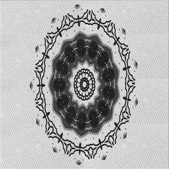 Round Patterned Platinum Gray Rug, pat1969gry