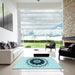 Machine Washable Transitional Deep-Sea Green Rug in a Kitchen, wshpat1969lblu