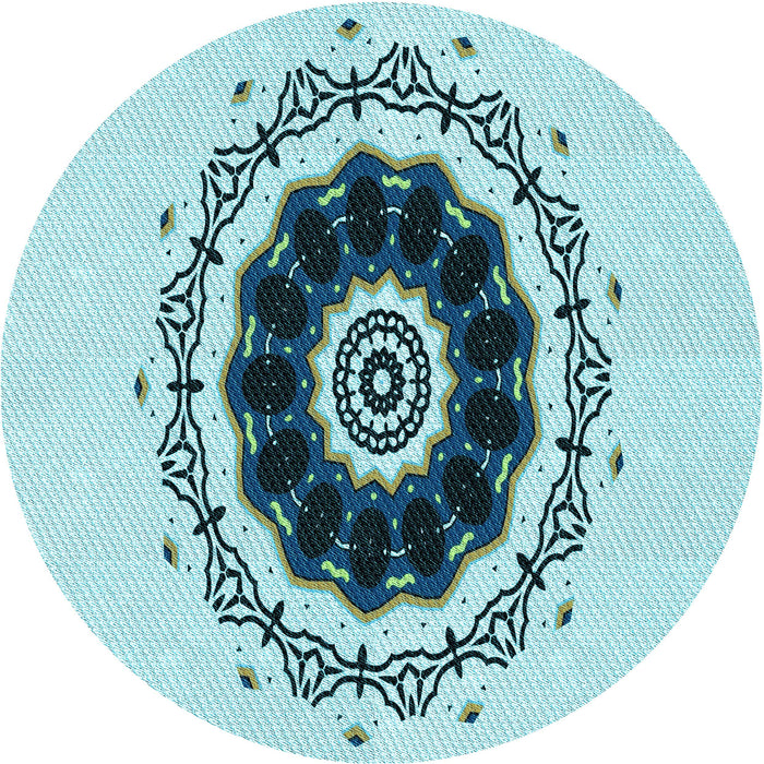 Square Patterned Deep-Sea Green Rug, pat1969lblu