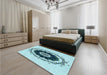 Round Machine Washable Transitional Deep-Sea Green Rug in a Office, wshpat1969lblu