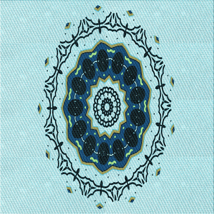 Round Patterned Deep-Sea Green Rug, pat1969lblu