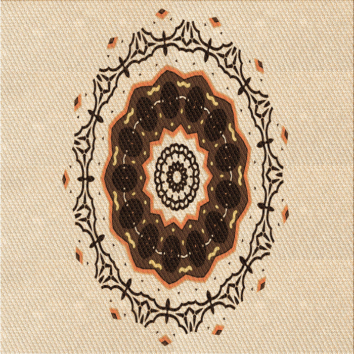 Round Patterned Light Brown Rug, pat1969org