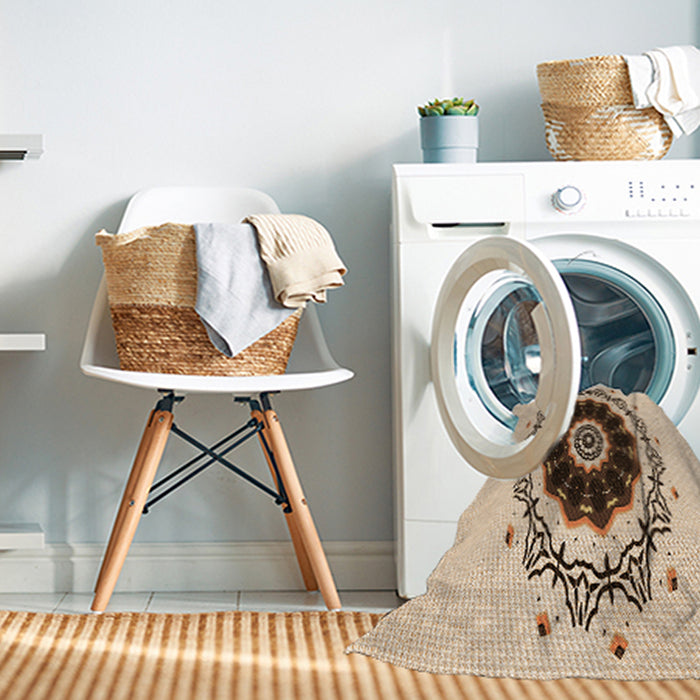 Machine Washable Transitional Light Brown Rug in a Washing Machine, wshpat1969org