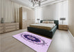 Round Machine Washable Transitional Purple Flower Purple Rug in a Office, wshpat1969pur