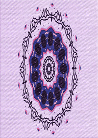 Machine Washable Transitional Purple Flower Purple Rug, wshpat1969pur