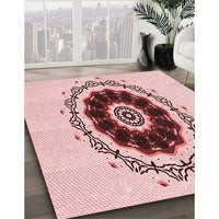 Patterned Light Rose Pink Rug, pat1969rd