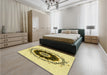 Patterned Dark Golden Brown Rug in a Bedroom, pat1969yw