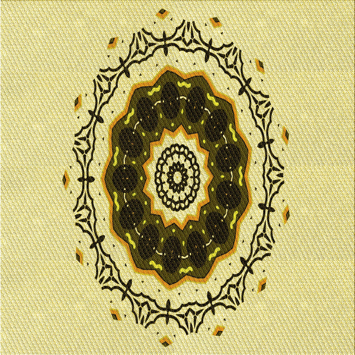 Round Patterned Dark Golden Brown Rug, pat1969yw