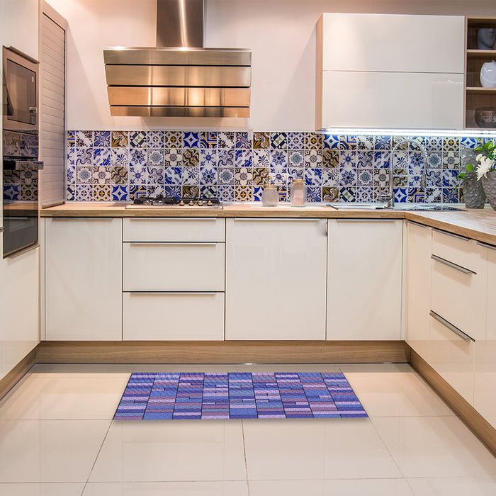 Patterned Amethyst Purple Rug in a Kitchen, pat197blu