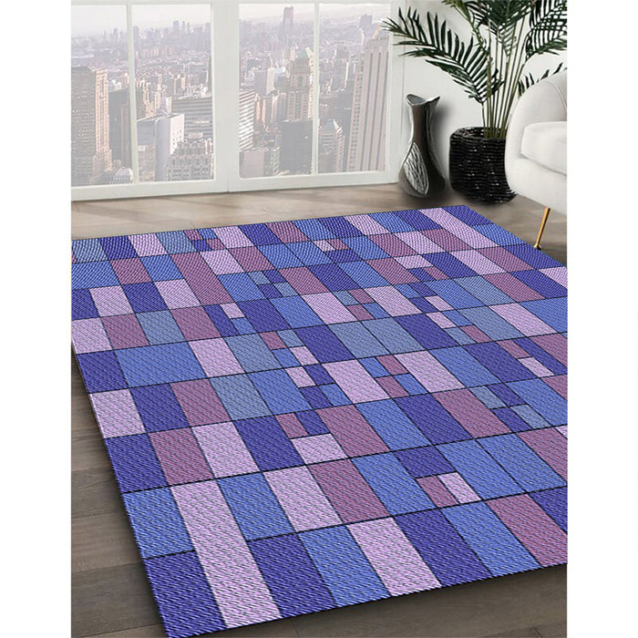 Machine Washable Transitional Amethyst Purple Rug in a Family Room, wshpat197blu