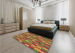 Patterned Red Rug in a Bedroom, pat197brn