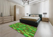 Patterned Lime Green Rug in a Bedroom, pat197grn