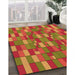 Patterned Caramel Brown Rug in Family Room, pat197org