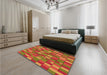 Patterned Caramel Brown Rug in a Bedroom, pat197org