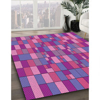 Patterned Medium Violet Red Pink Rug, pat197pur