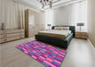 Patterned Medium Violet Red Pink Rug in a Bedroom, pat197pur