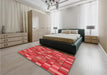 Patterned Red Rug in a Bedroom, pat197rd