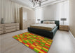 Patterned Pistachio Green Rug in a Bedroom, pat197yw