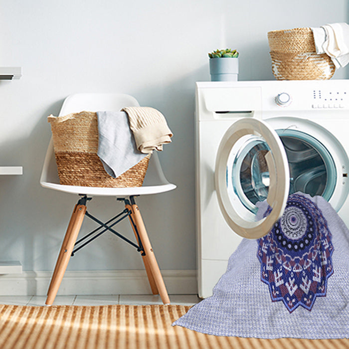 Machine Washable Transitional Lavender Blue Rug in a Washing Machine, wshpat1970blu