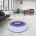 Round Patterned Lavender Blue Rug in a Office, pat1970blu