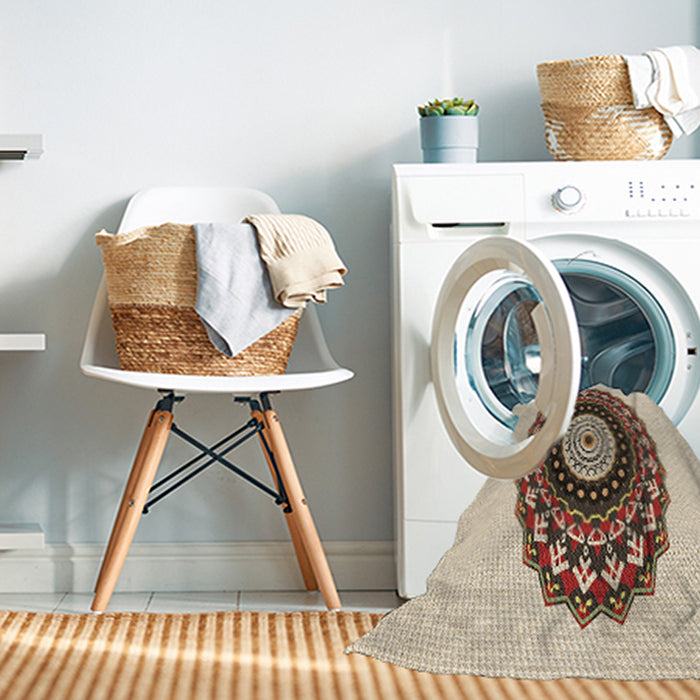 Machine Washable Transitional Vanilla Gold Rug in a Washing Machine, wshpat1970brn