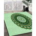 Patterned Green Rug in Family Room, pat1970grn