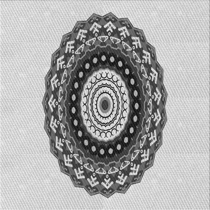Round Patterned Platinum Gray Rug, pat1970gry