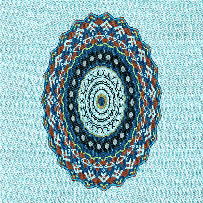Round Patterned Steel Blue Rug, pat1970lblu