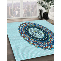 Patterned Steel Blue Rug, pat1970lblu