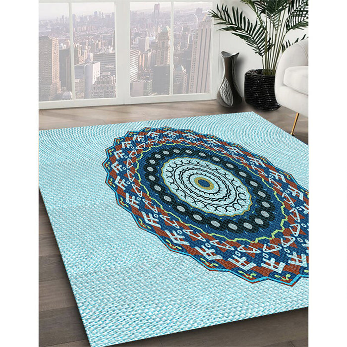Machine Washable Transitional Steel Blue Rug in a Family Room, wshpat1970lblu