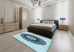 Patterned Steel Blue Rug in a Bedroom, pat1970lblu