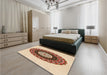 Round Machine Washable Transitional Golden Blonde Gold Rug in a Office, wshpat1970org