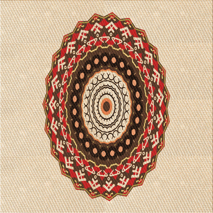 Round Patterned Golden Blonde Gold Rug, pat1970org