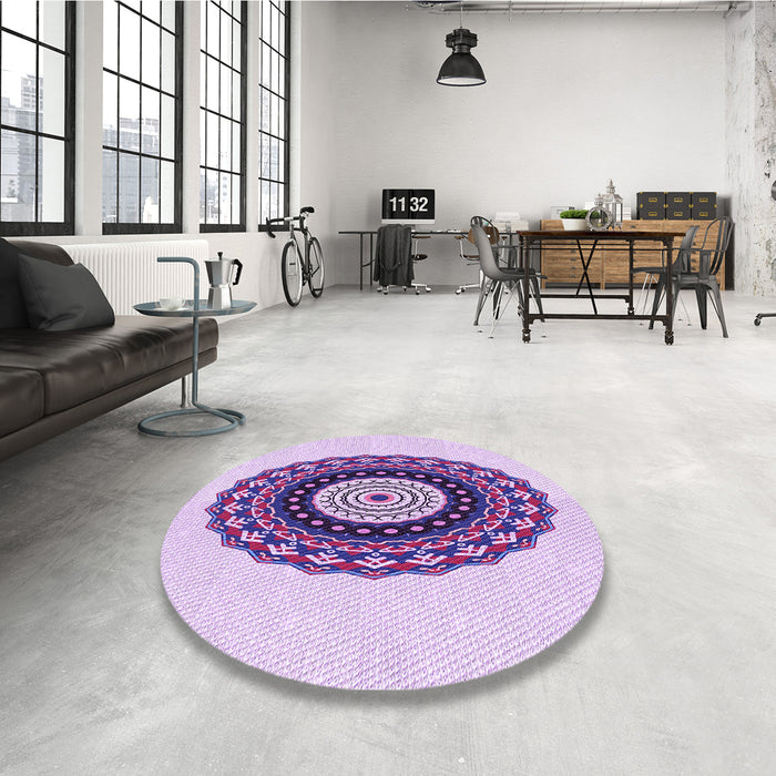 Round Patterned Purple Flower Purple Rug in a Office, pat1970pur