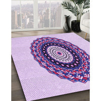 Patterned Purple Flower Purple Rug, pat1970pur