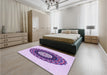 Round Machine Washable Transitional Purple Flower Purple Rug in a Office, wshpat1970pur