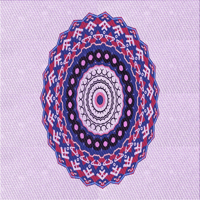 Round Patterned Purple Flower Purple Rug, pat1970pur