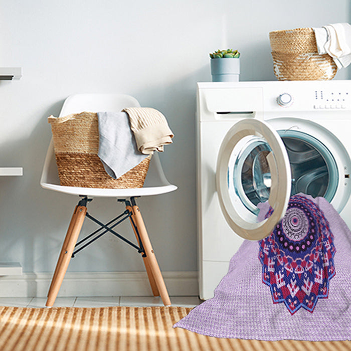 Machine Washable Transitional Purple Flower Purple Rug in a Washing Machine, wshpat1970pur