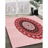 Patterned Light Red Pink Rug, pat1970rd