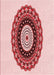 Machine Washable Transitional Light Red Pink Rug, wshpat1970rd