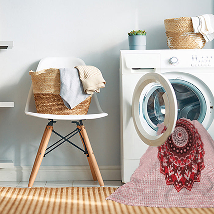 Machine Washable Transitional Light Red Pink Rug in a Washing Machine, wshpat1970rd