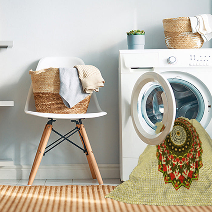 Machine Washable Transitional Dark Bisque Brown Rug in a Washing Machine, wshpat1970yw