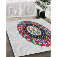 Patterned Platinum Gray Novelty Rug, pat1970