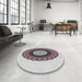 Round Patterned Platinum Gray Novelty Rug in a Office, pat1970