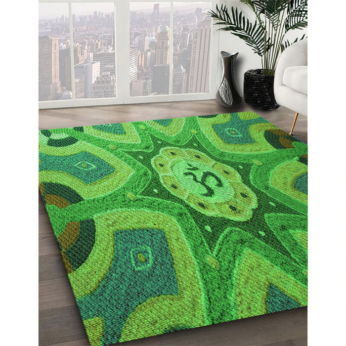Machine Washable Transitional Forest Green Rug in a Family Room, wshpat1971grn