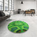 Round Patterned Forest Green Rug in a Office, pat1971grn